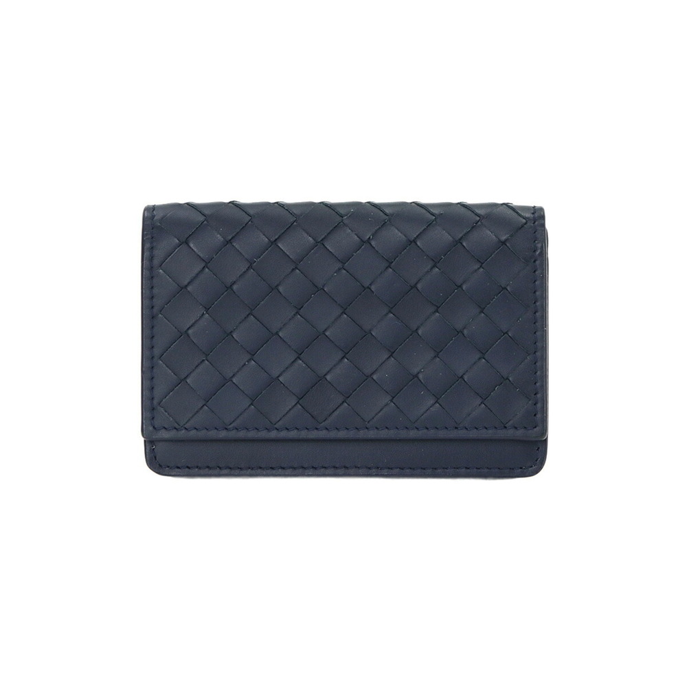 Bottega Veneta Intrecciato Leather Card Case (Navy)